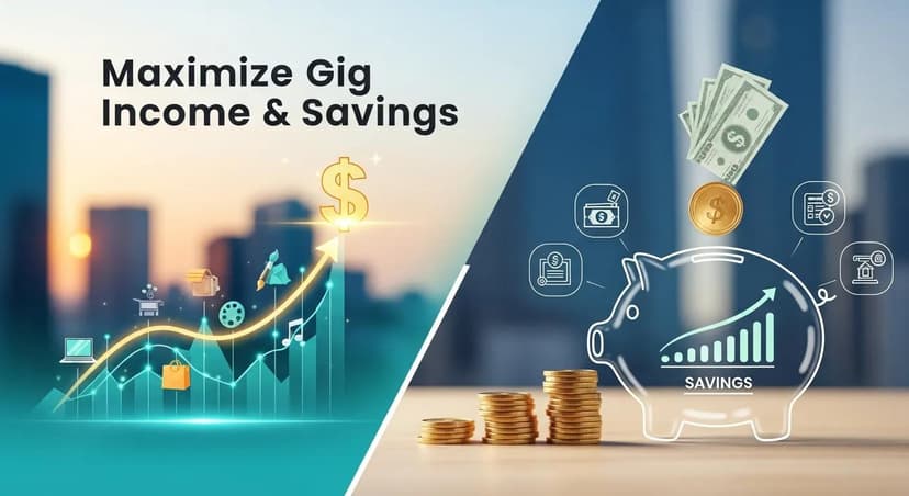 Graph showing increasing income with a piggy bank and coins, symbolizing savings and smarter expense tracking
