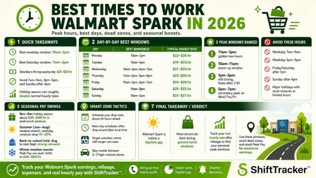 Best Times to Work Walmart Spark in 2026: Hours, Days & Peak Windows
