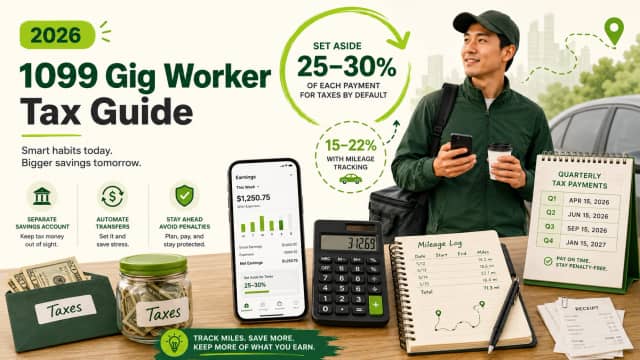 How Much Should I Set Aside for Taxes as a 1099 Gig Worker? (2026 Guide)